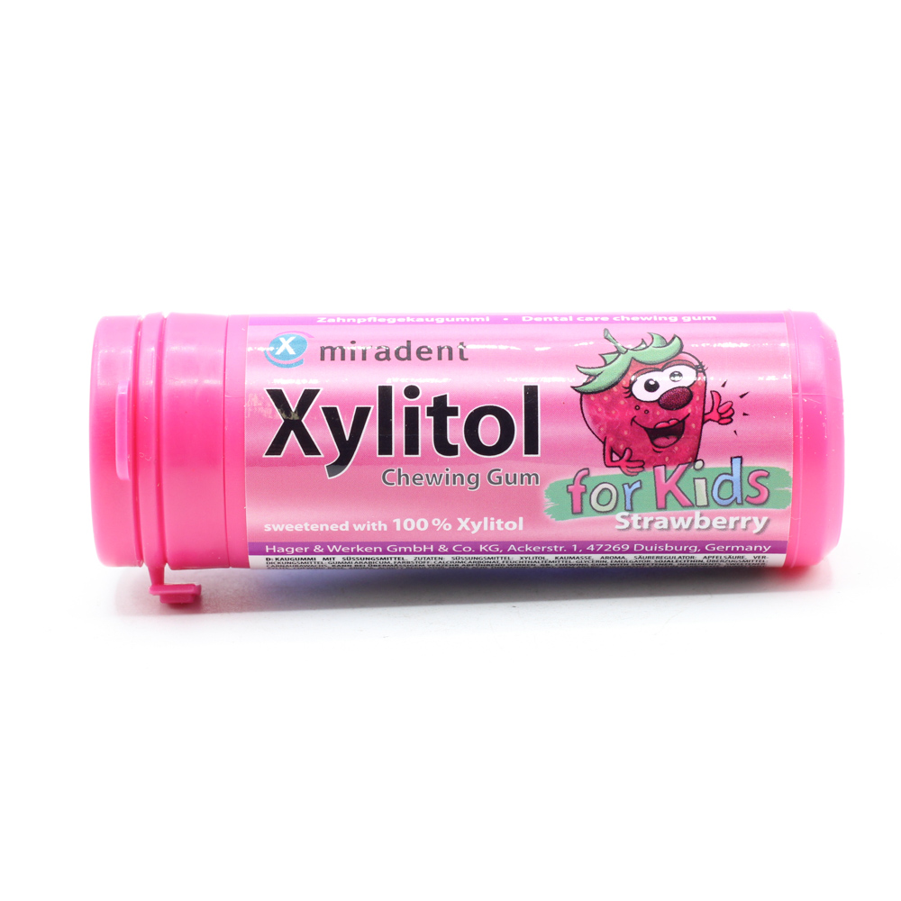 MIRADENT Xylitol Kaugummi Erdbeere