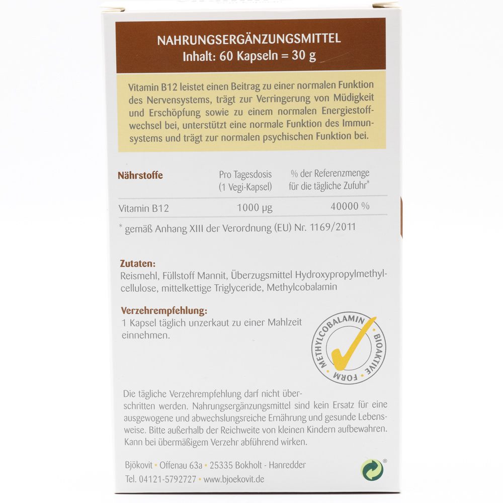 VITAMIN B12 VEGAN Kapseln 1000 μg Methylcobalamin