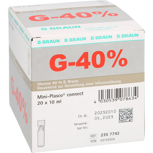 GLUCOSE 40% B.Braun Mini Plasco connect Inf.-L.-K.