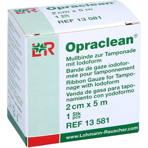 OPRACLEAN Mullbinde z.Tampon.m.Jodoform 2 cmx5 m
