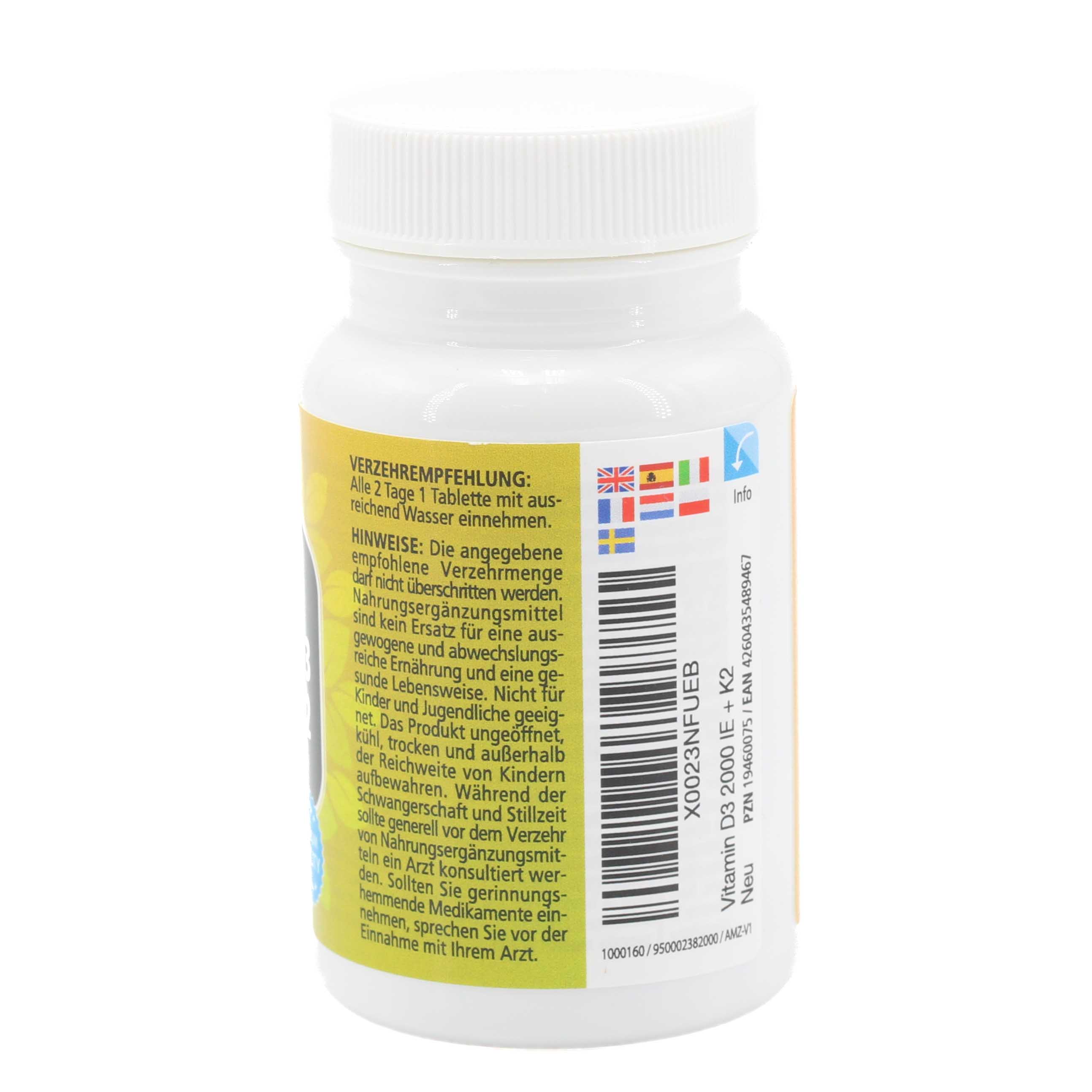 VITAMIN D3 K2 2000 I.E./100 μg hochdosiert Tabl.