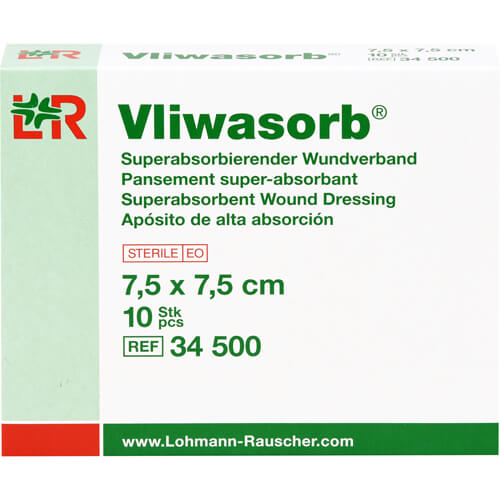VLIWASORB superabsorb.Saugkomp.steril 7,5x7,5 cm
